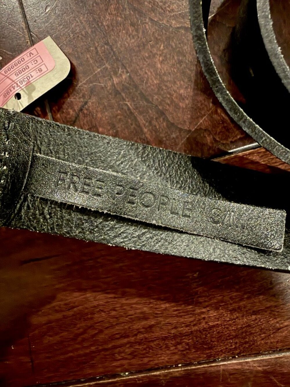New! Free People Becks Buckle Belt in Black Leather Silver Buckle S/M - Picture 3 of 4